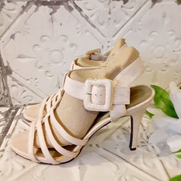 Ann Marino Entourage Sand High Heel Buckle UP Dress Shoe Size 10M - Picture 1 of 16